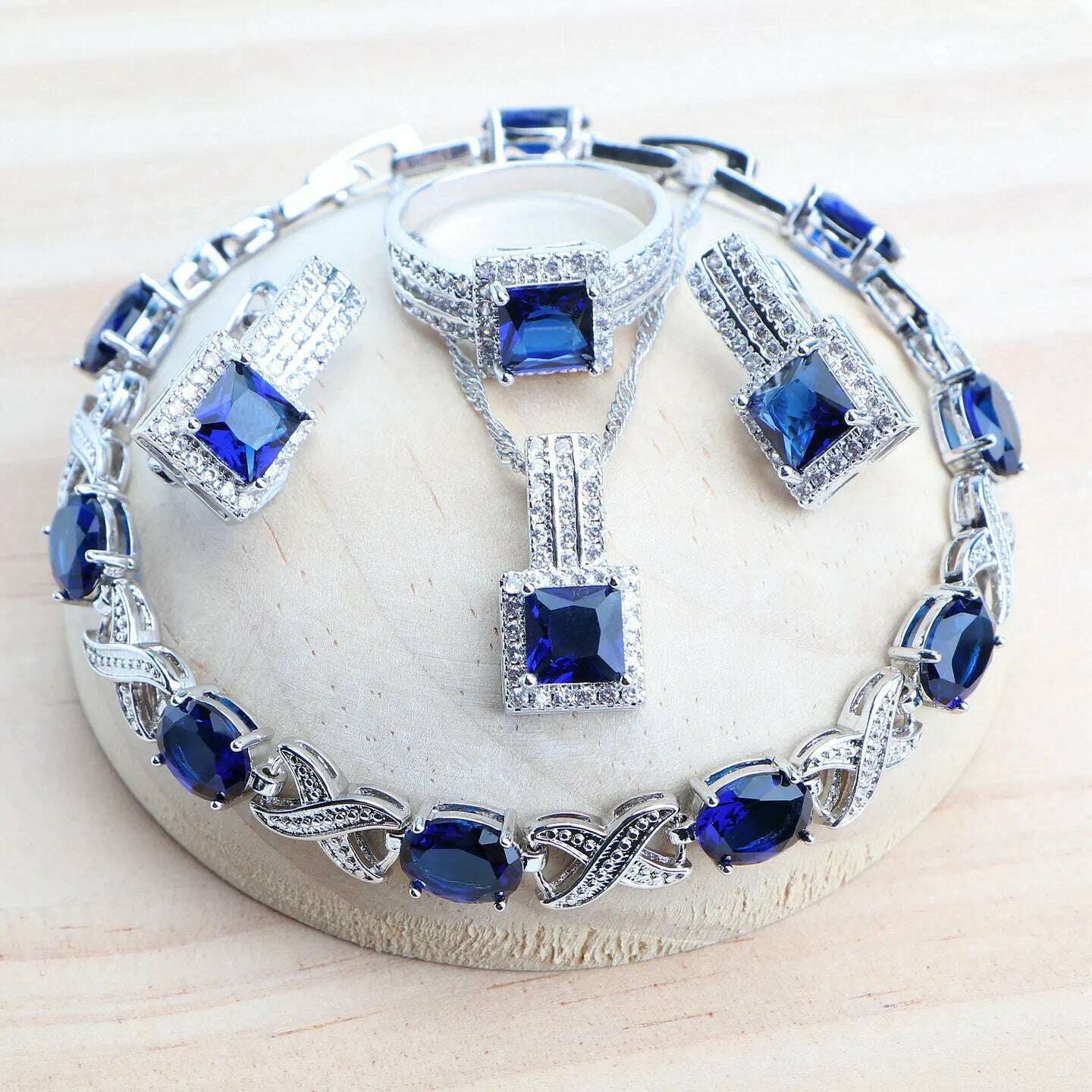 Purple Zirconia Women Bridal Jewelry Sets Silver 925 Fine Costume Jewellery Wedding Earrings Rings Bracelets Pendant Necklace - KIMLUD