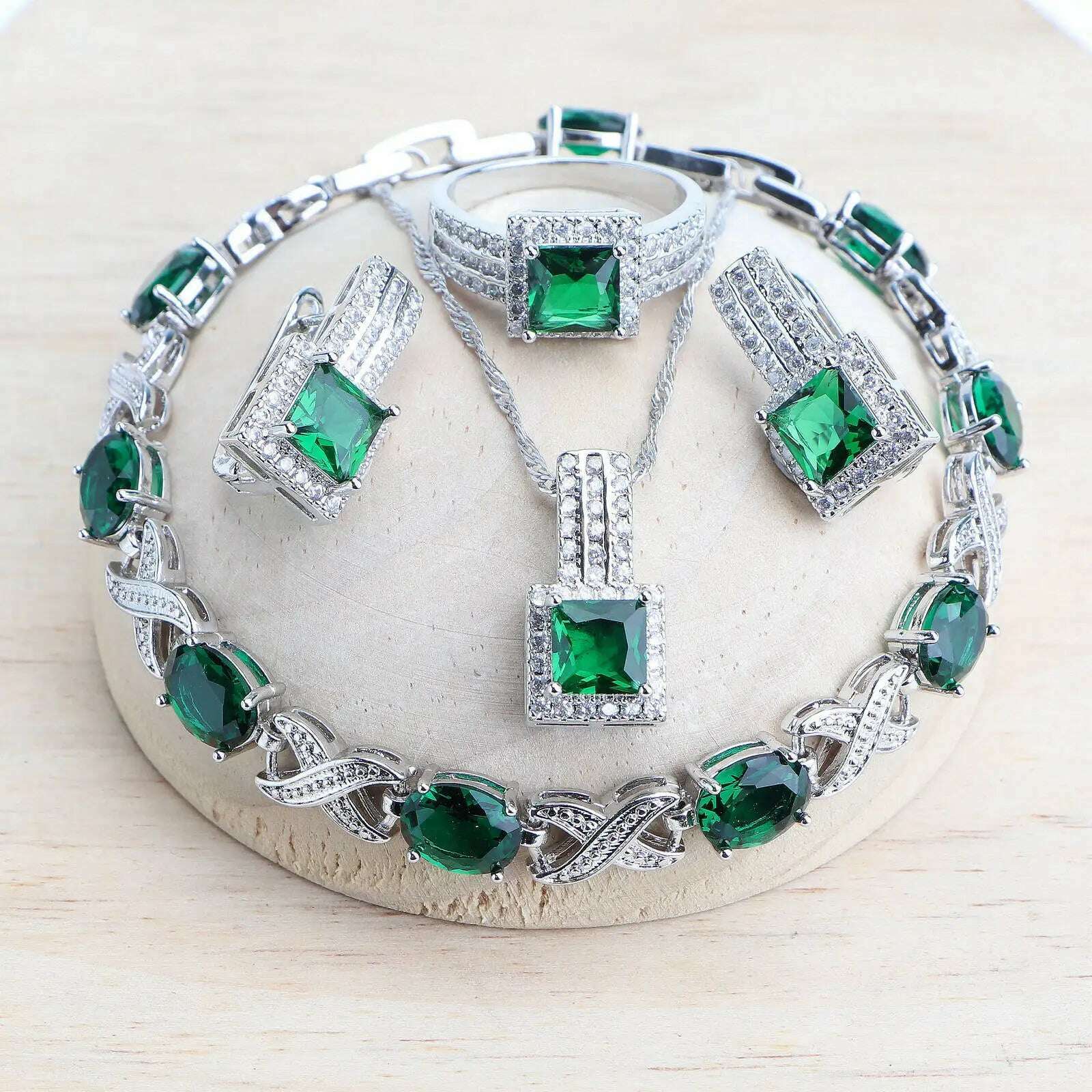 Purple Zirconia Women Bridal Jewelry Sets Silver 925 Fine Costume Jewellery Wedding Earrings Rings Bracelets Pendant Necklace - KIMLUD