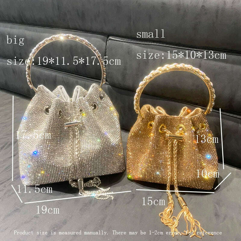 KIMLUD, purses and handbags bags for women luxury Designer bucket clutch purse evening banquet bag Crystal rhinestone shoulder bag, KIMLUD Womens Clothes