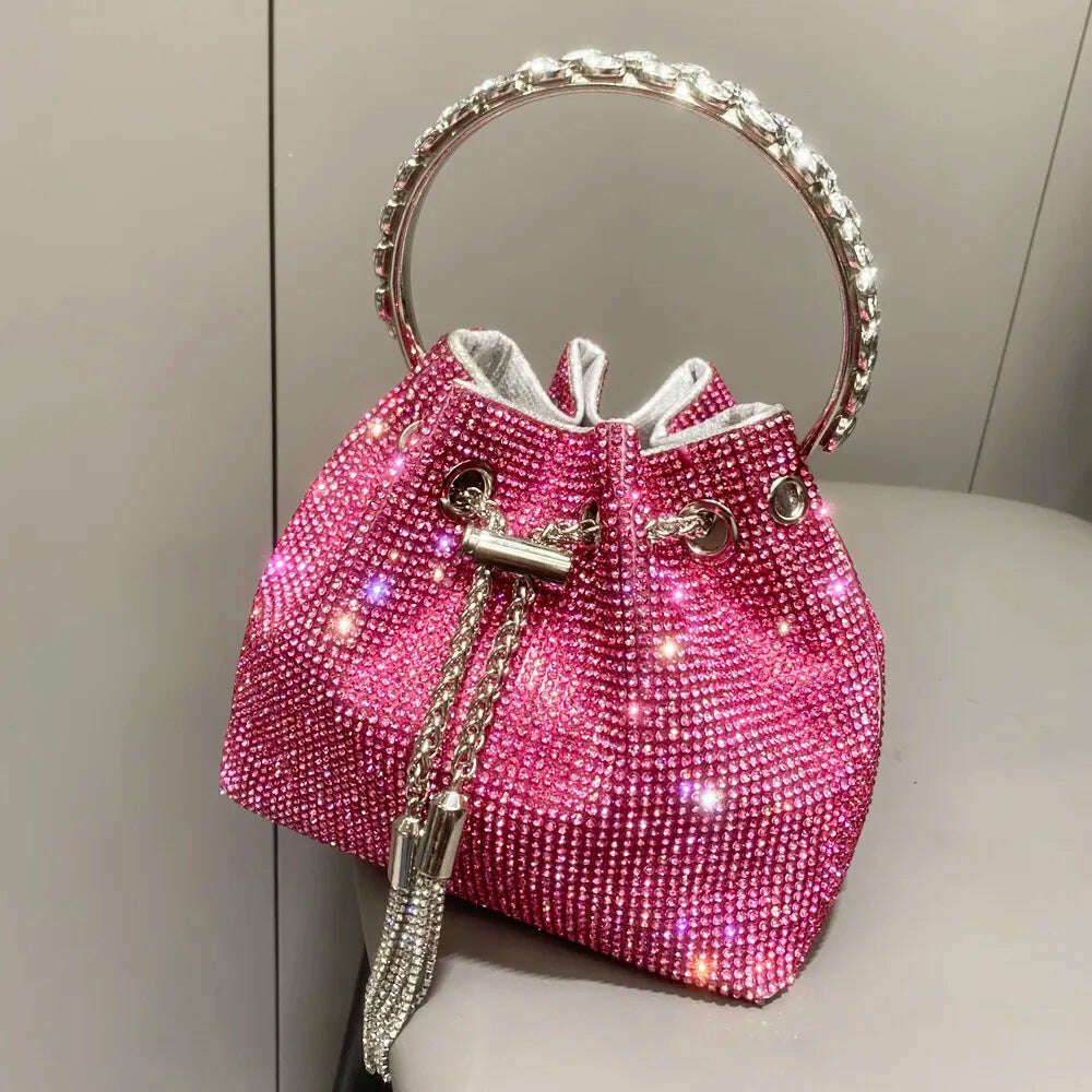 KIMLUD, purses and handbags bags for women luxury Designer bucket clutch purse evening banquet bag Crystal rhinestone shoulder bags, KIMLUD Womens Clothes