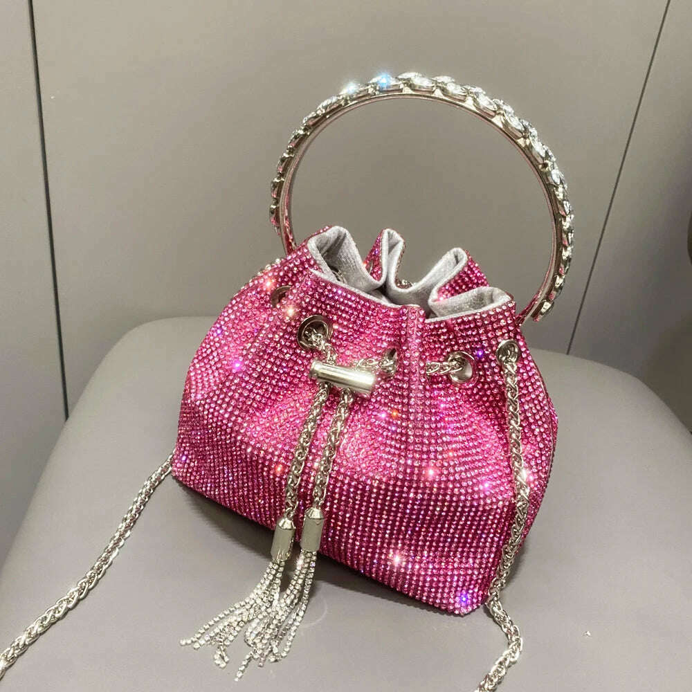 KIMLUD, purses and handbags bags for women luxury Designer bucket clutch purse evening banquet bag Crystal rhinestone shoulder bags, KIMLUD Womens Clothes