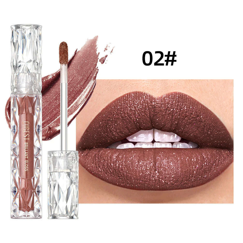 KIMLUD, QIBEST Diamond Liquid Lipstick Moisturizing Long-Lasting Purple Sparkling Waterproof Lip Gloss Cosmetics Matte Glitter Lipstick, 02, KIMLUD Womens Clothes