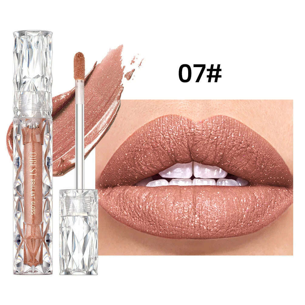 KIMLUD, QIBEST Diamond Liquid Lipstick Moisturizing Long-Lasting Purple Sparkling Waterproof Lip Gloss Cosmetics Matte Glitter Lipstick, 07, KIMLUD Womens Clothes