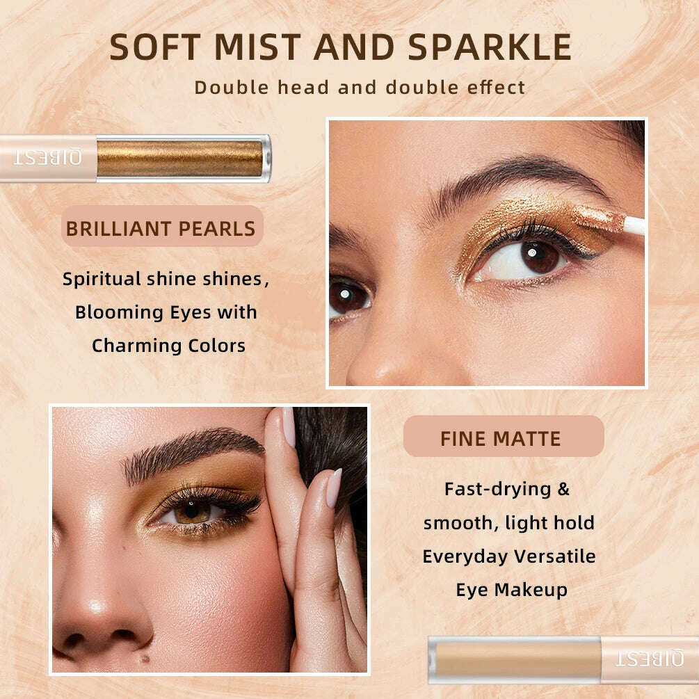 QIBEST Double End Glitter Matte Eye shadow Stick Pencil Eyeshadow Makeup Waterproof Bicolor Shimmer Cosmetics Beauty Makeup Tool - KIMLUD