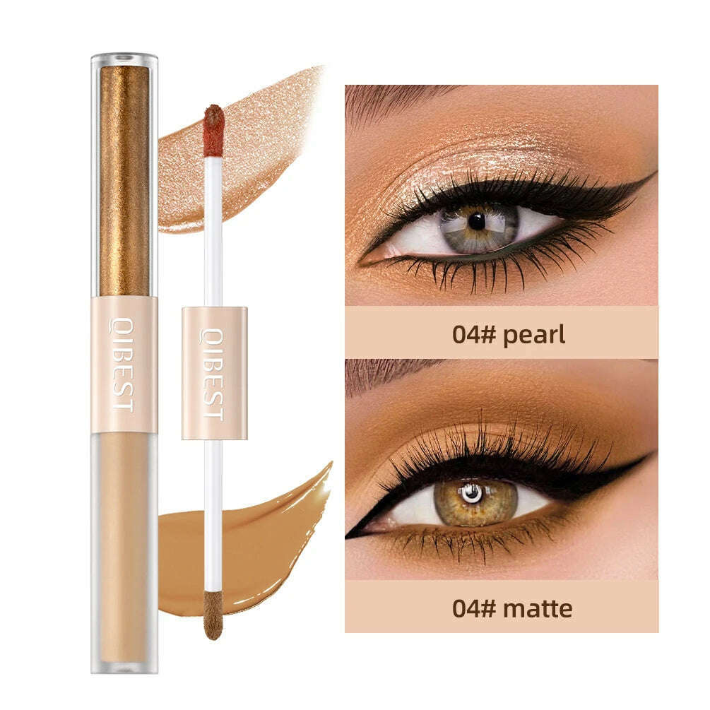 QIBEST Double End Glitter Matte Eye shadow Stick Pencil Eyeshadow Makeup Waterproof Bicolor Shimmer Cosmetics Beauty Makeup Tool - KIMLUD