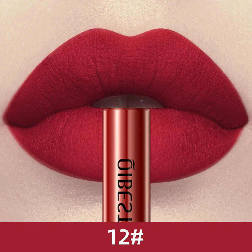 KIMLUD, QIBEST Matte Liquid Lipstick Waterproof Long Lasting Lip Gloss Velvet Mate Nude Red Tint Tube Lipsticks Lipgloss Makeup Cosmetic, 12, KIMLUD Women's Clothes