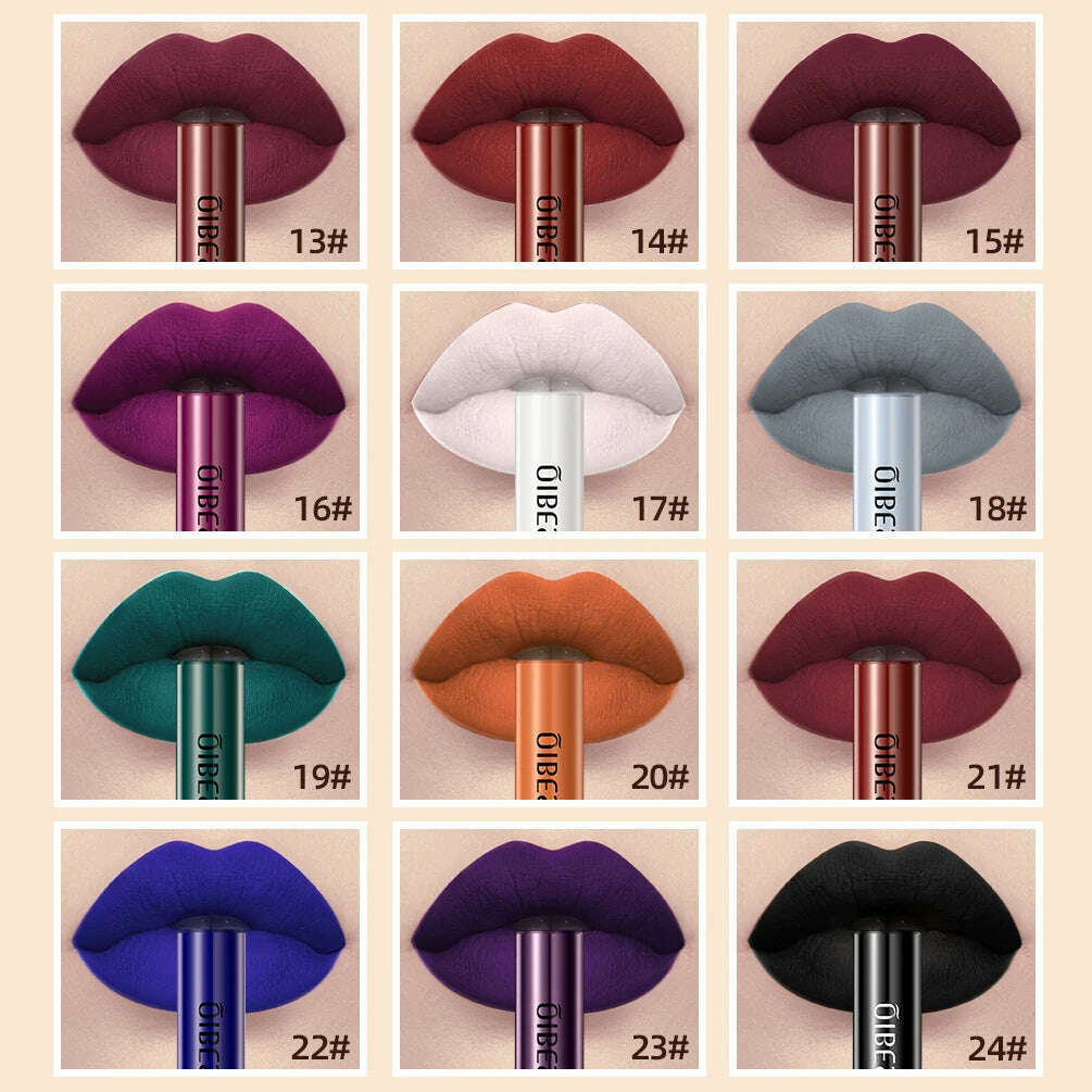QIBEST Sexy Long Lasting Velvet Matte Lip Gloss Liquid Lipstick Lip Makeup Women Beauty Red Nonstick Cup Waterproof Lip Gloss - KIMLUD