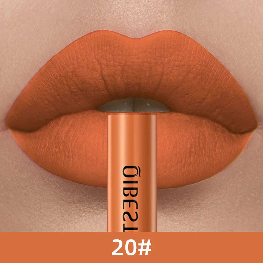 QIBEST Sexy Long Lasting Velvet Matte Lip Gloss Liquid Lipstick Lip Makeup Women Beauty Red Nonstick Cup Waterproof Lip Gloss - KIMLUD