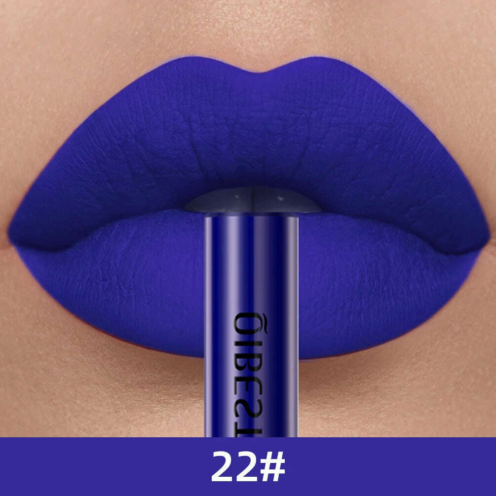 QIBEST Sexy Long Lasting Velvet Matte Lip Gloss Liquid Lipstick Lip Makeup Women Beauty Red Nonstick Cup Waterproof Lip Gloss - KIMLUD