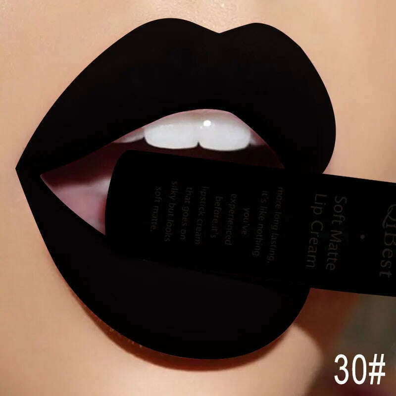 QIBEST Sexy Velvet Matte Lip Gloss Liquid Lipstick Lipgloss Beauty Red Nude Waterproof Long-lasting Lip Stain Makeup For Women - KIMLUD