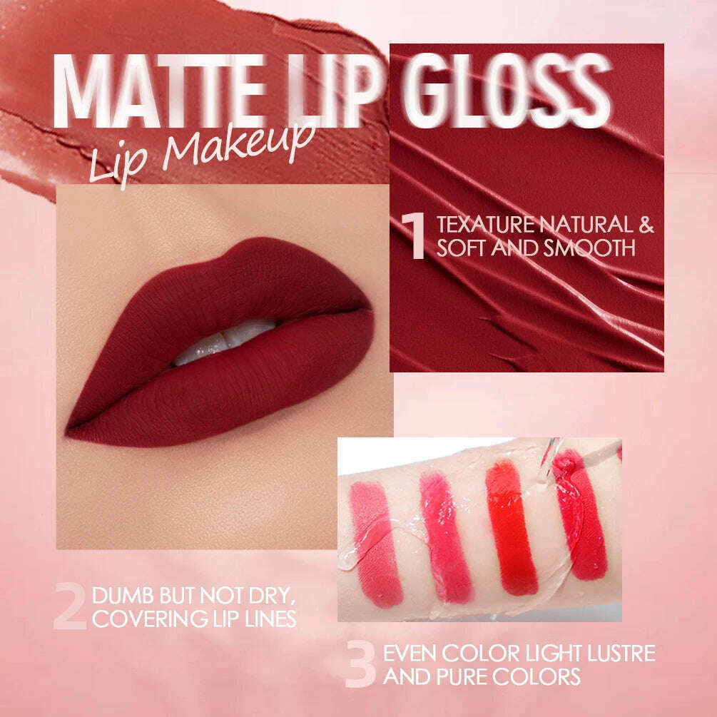 KIMLUD, QIBEST Sexy Velvet Matte Lip Gloss Liquid Lipstick Lipgloss Beauty Red Nude Waterproof Long-lasting Lip Stain Makeup For Women, KIMLUD Women's Clothes