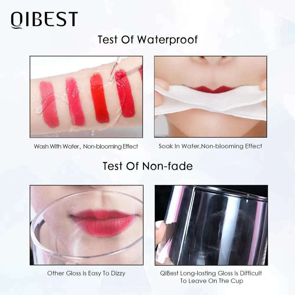 QIBEST Sexy Velvet Matte Lip Gloss Liquid Lipstick Lipgloss Beauty Red Nude Waterproof Long-lasting Lip Stain Makeup For Women - KIMLUD