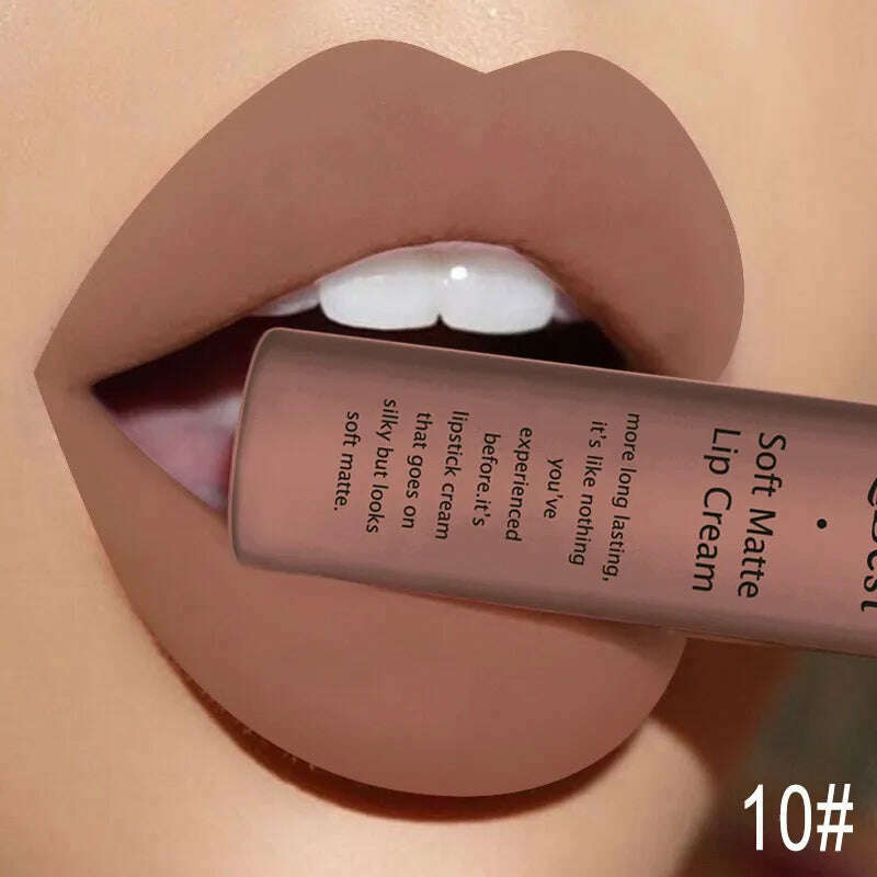 QIBEST Sexy Velvet Matte Lip Gloss Liquid Lipstick Lipgloss Beauty Red Nude Waterproof Long-lasting Lip Stain Makeup For Women - KIMLUD