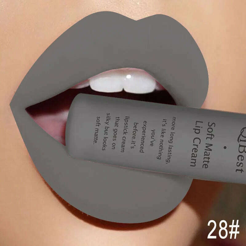 QIBEST Sexy Velvet Matte Lip Gloss Liquid Lipstick Lipgloss Beauty Red Nude Waterproof Long-lasting Lip Stain Makeup For Women - KIMLUD