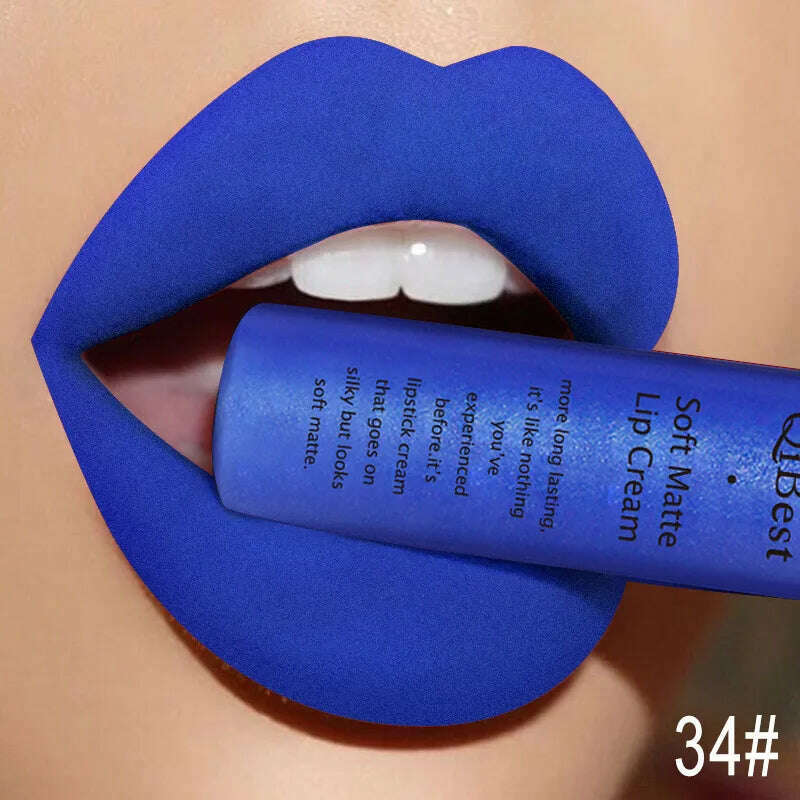 QIBEST Sexy Velvet Matte Lip Gloss Liquid Lipstick Lipgloss Beauty Red Nude Waterproof Long-lasting Lip Stain Makeup For Women - KIMLUD