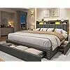 KIMLUD, Queen Bed Frame with Headboard and 3 Large Drawers, Upholstered Platform Bed Frame Queen Size with Storage, Queen Size B, Grey / United States, KIMLUD APPAREL - Womens Clothes