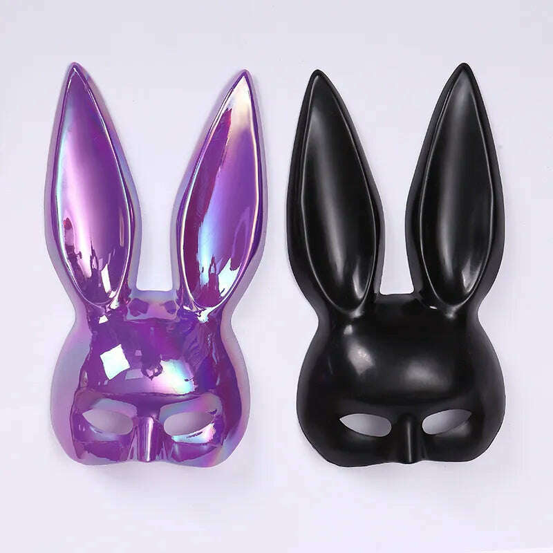 KIMLUD, Rabbit Mask Men Women Easter Bunny Ear Mask Halloween Carnival Party Bar Nightclub Sexy Half Face Masks Cosplay Masquerade Props, KIMLUD Womens Clothes