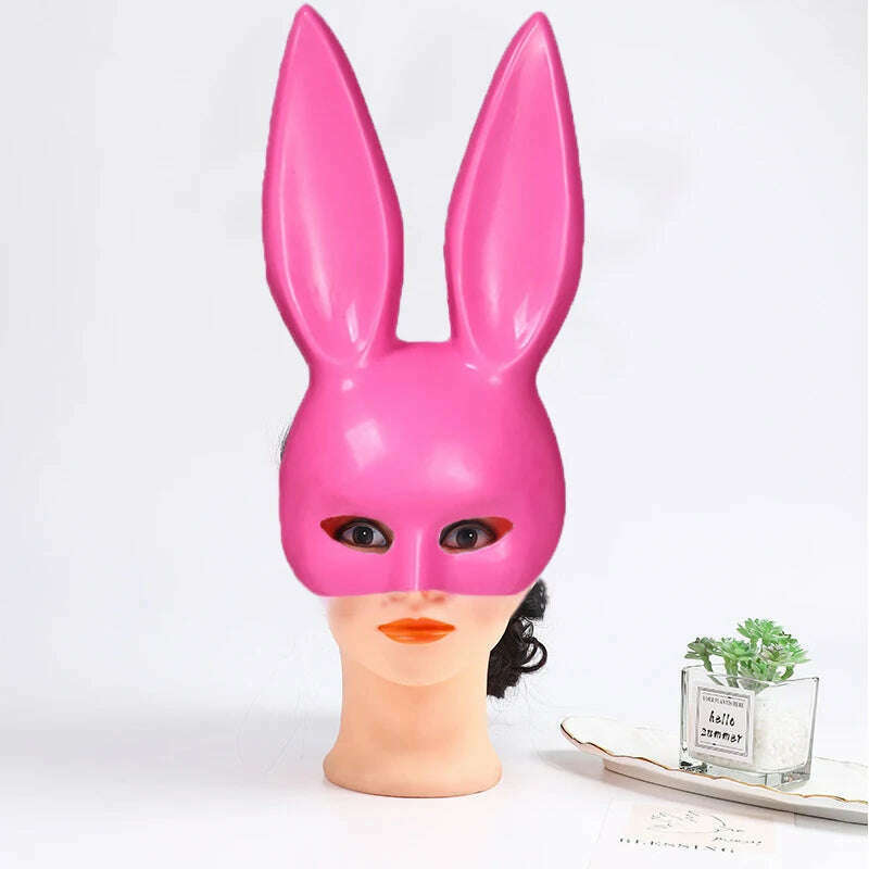 KIMLUD, Rabbit Mask Men Women Easter Bunny Ear Mask Halloween Carnival Party Bar Nightclub Sexy Half Face Masks Cosplay Masquerade Props, KIMLUD Womens Clothes