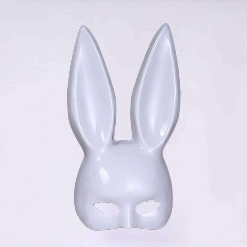 KIMLUD, Rabbit Mask Men Women Easter Bunny Ear Mask Halloween Carnival Party Bar Nightclub Sexy Half Face Masks Cosplay Masquerade Props, white, KIMLUD APPAREL - Womens Clothes