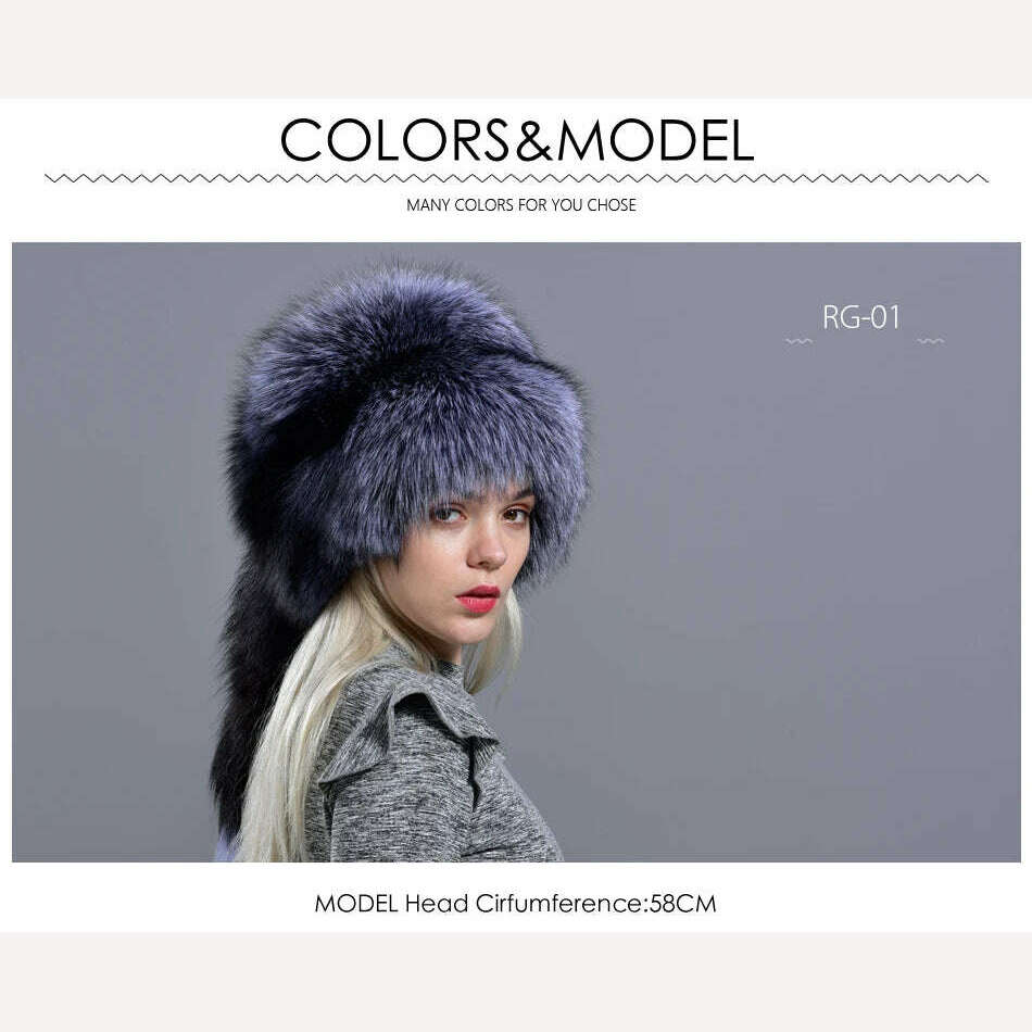 KIMLUD, Raglaido real fox fur hats for women winter fashionable stylish Russian thick warm beanie hat natural fluffy fur hat with tail, KIMLUD Womens Clothes