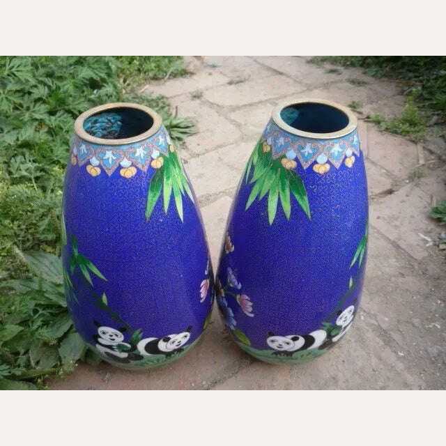 KIMLUD, Rare Collectable Qing Dynasty Cloisonne vases\Handicraft\Decoration,A pair,Rare species "Panda ", KIMLUD Womens Clothes