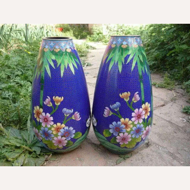 KIMLUD, Rare Collectable Qing Dynasty Cloisonne vases\Handicraft\Decoration,A pair,Rare species "Panda ", KIMLUD Womens Clothes