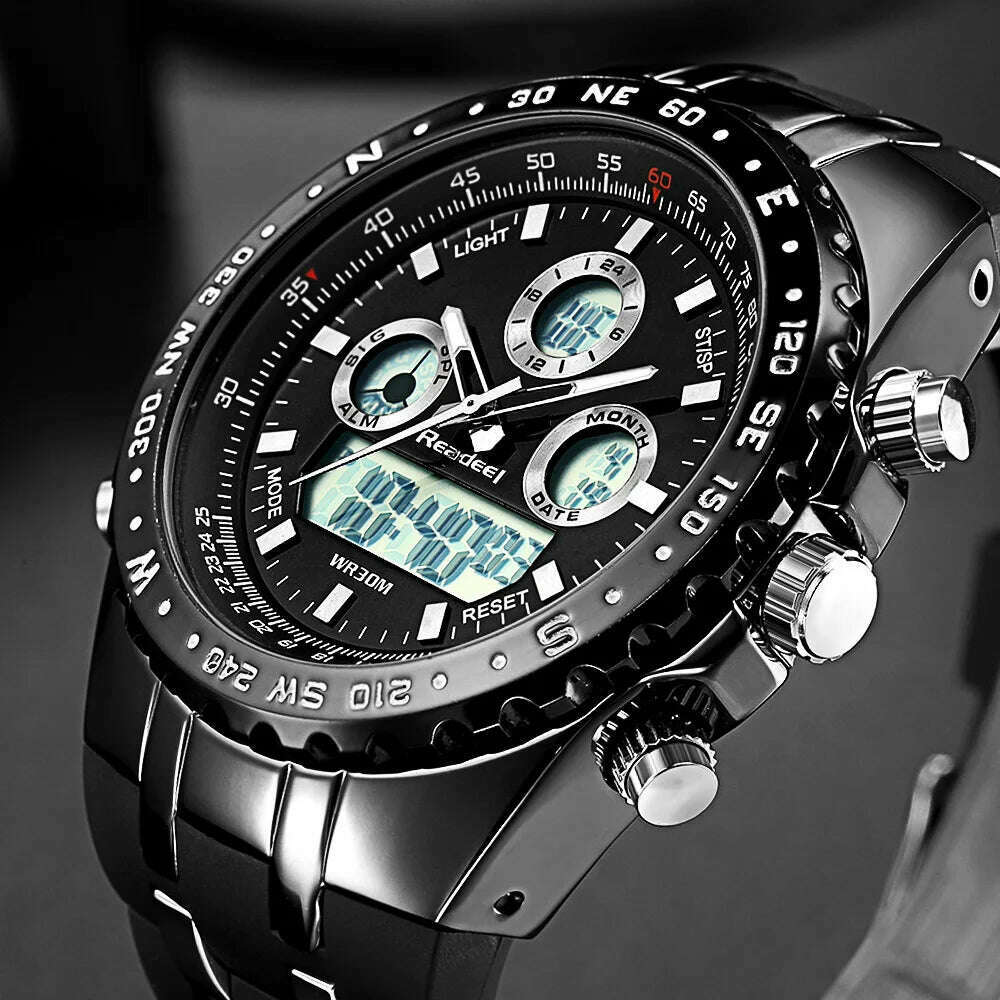 KIMLUD, Readeel Top Brand Sport Quartz Wrist Watch Men Military Waterproof Watches LED Digital Watches Men Quartz Wristwatch Clock Male, KIMLUD Womens Clothes