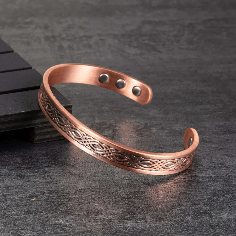 KIMLUD, Real Copper Magnetic Bracelet for Women Adjustable Vintage Viking Pure Copper Bracelet &amp; Bangles Cuff Copper Magnetic Bracelet, KIMLUD Womens Clothes