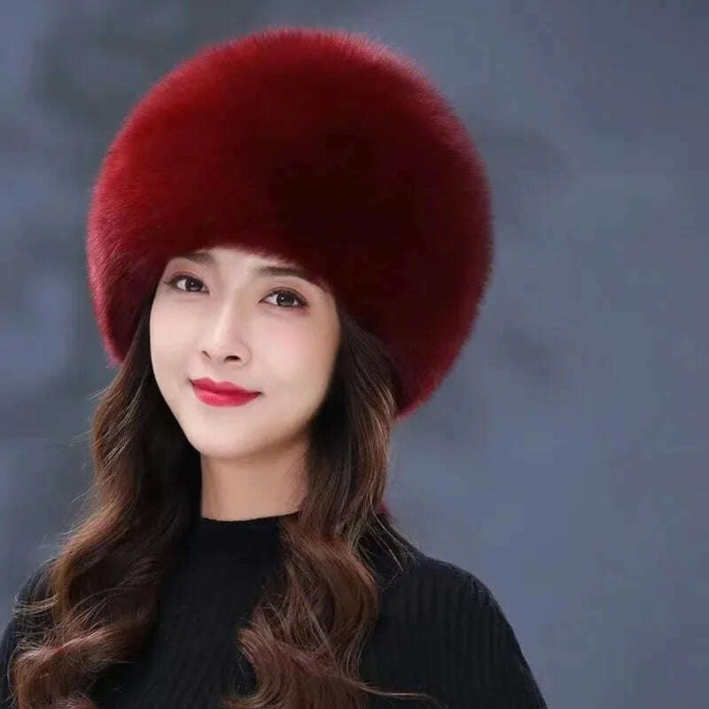 Real Fox Fur Hat Winter Natural Fur Snow Hat For Ladies Thick Outdoor Beanies Caps Russians Skiing Hats Bomber White Fur Caps - KIMLUD