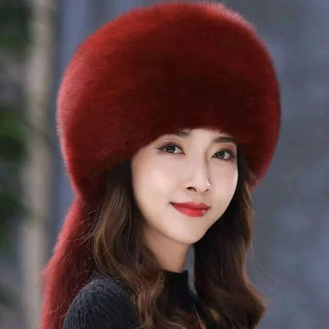 Real Fox Fur Hat Winter Natural Fur Snow Hat For Ladies Thick Outdoor Beanies Caps Russians Skiing Hats Bomber White Fur Caps - KIMLUD