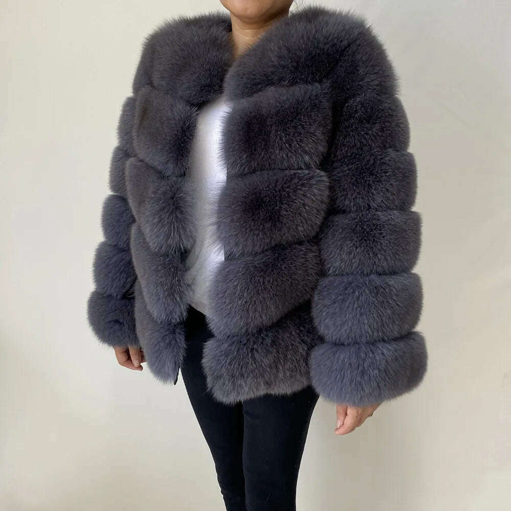 KIMLUD, Real fur coats Women Natural Real Fur Jackets Vest Winter Outerwear Women fox fur coat high quality fur Clothes, GRAY / 6XL(85-89kg), KIMLUD APPAREL - Womens Clothes