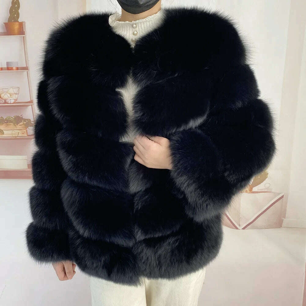 KIMLUD, Real fur coats Women Natural Real Fur Jackets Vest Winter Outerwear Women fox fur coat high quality fur Clothes, black / 6XL(85-89kg), KIMLUD APPAREL - Womens Clothes