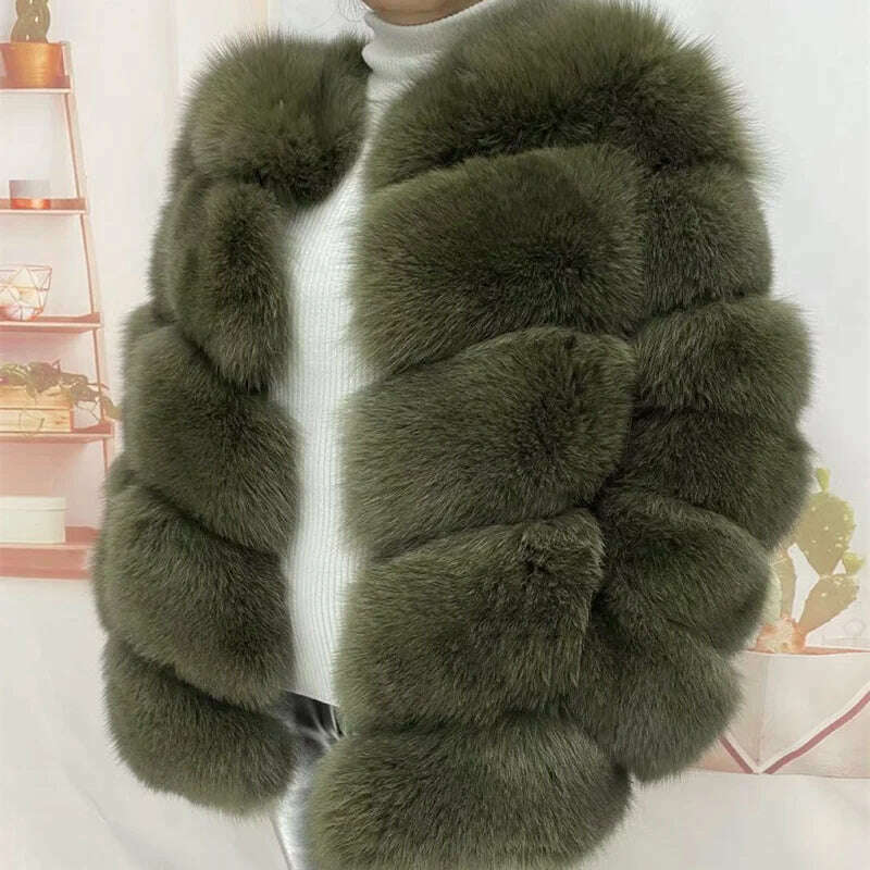 KIMLUD, Real fur coats Women Natural Real Fur Jackets Vest Winter Outerwear Women fox fur coat high quality fur Clothes, green / 6XL(85-89kg), KIMLUD APPAREL - Womens Clothes