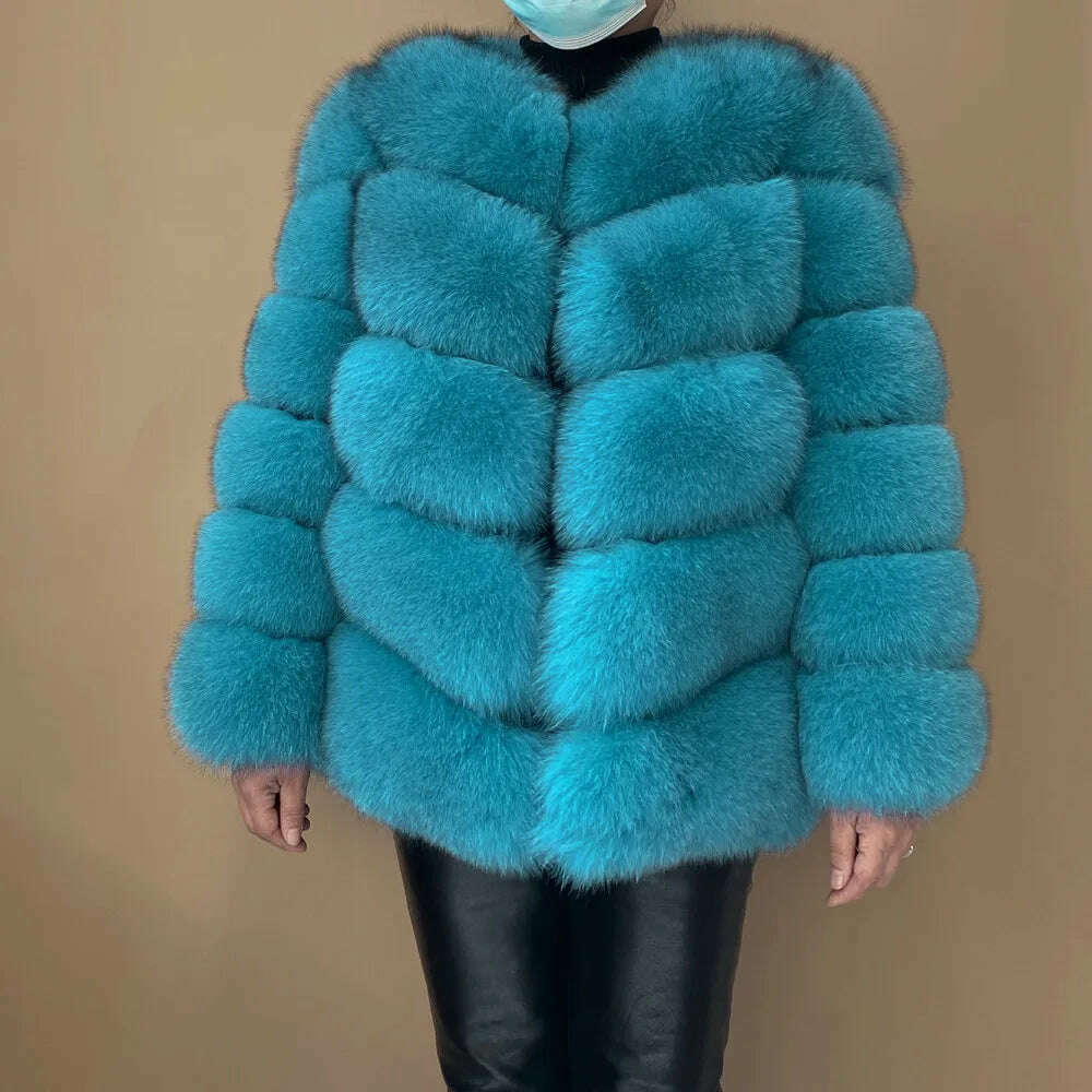 KIMLUD, Real fur coats Women Natural Real Fur Jackets Vest Winter Outerwear Women fox fur coat high quality fur Clothes, marine blue / 7XL(90-95kg), KIMLUD APPAREL - Womens Clothes