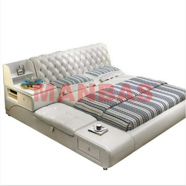 KIMLUD, real Genuine leather bed frame Modern Soft Beds with storage Home Bedroom Furniture cama muebles de dormitorio / camas quarto, KIMLUD Women's Clothes