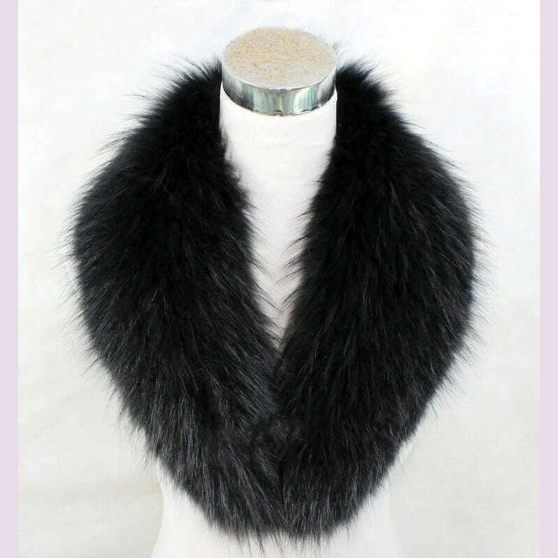 Real Raccoon Fur Collar Women Natural Fur Scarf Winter Large Size Warm Wraps Furry Fur Scarves for Coat Jackets Collars - KIMLUD