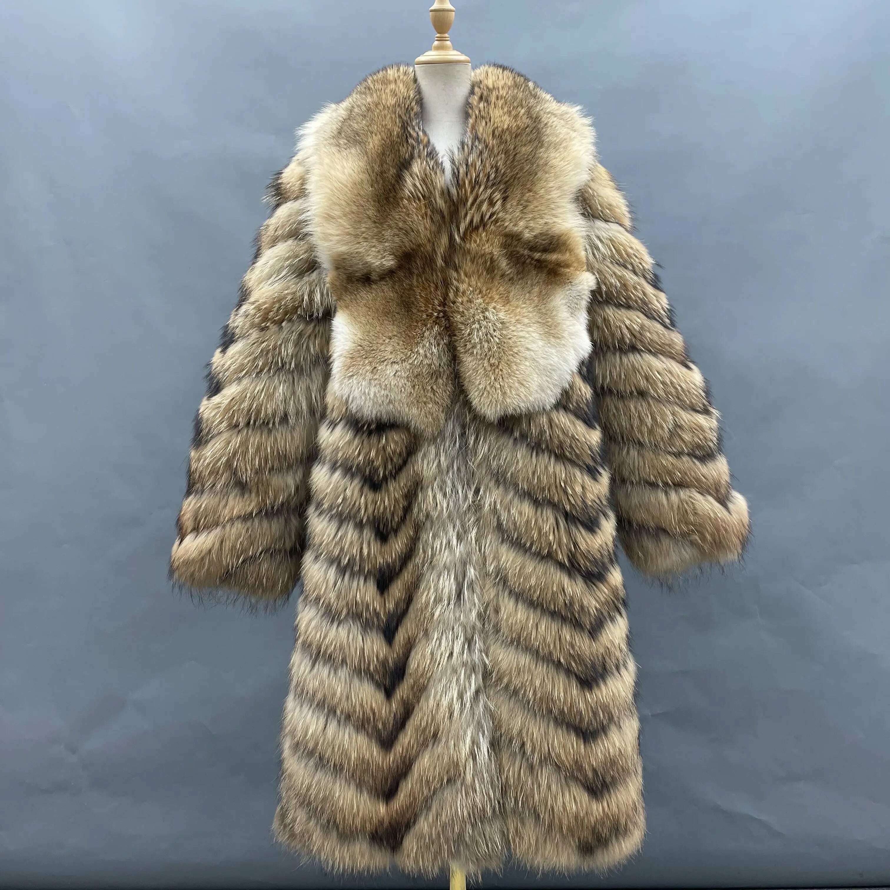 KIMLUD, Real Raccoon Fur Jacket Men Fashion Coat Winter Warm Long Style, KIMLUD Womens Clothes