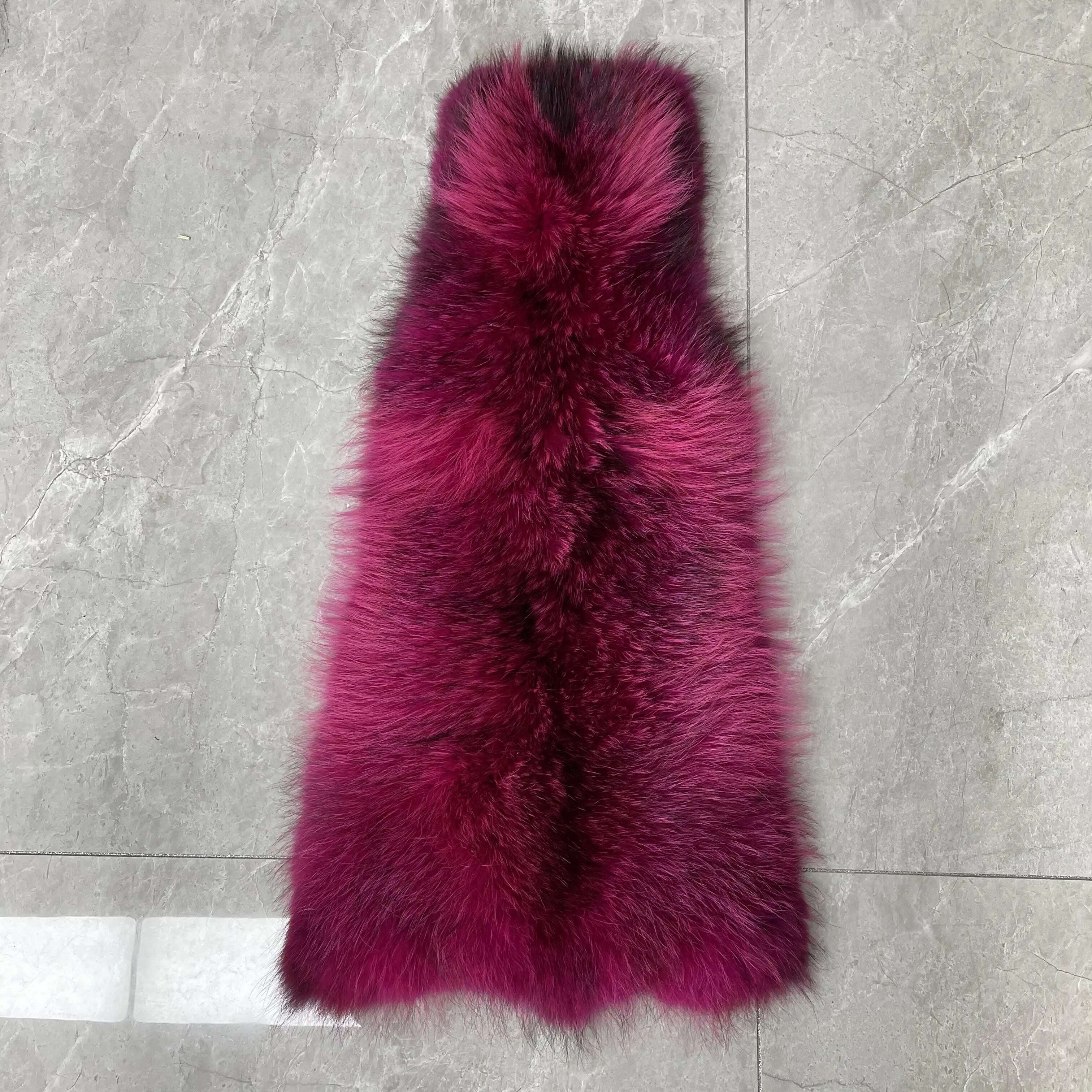 KIMLUD, Real Raccoon Fur Jacket Men Fashion Coat Winter Warm Long Style, Hot Pink / XS(88cm), KIMLUD Women's Clothes