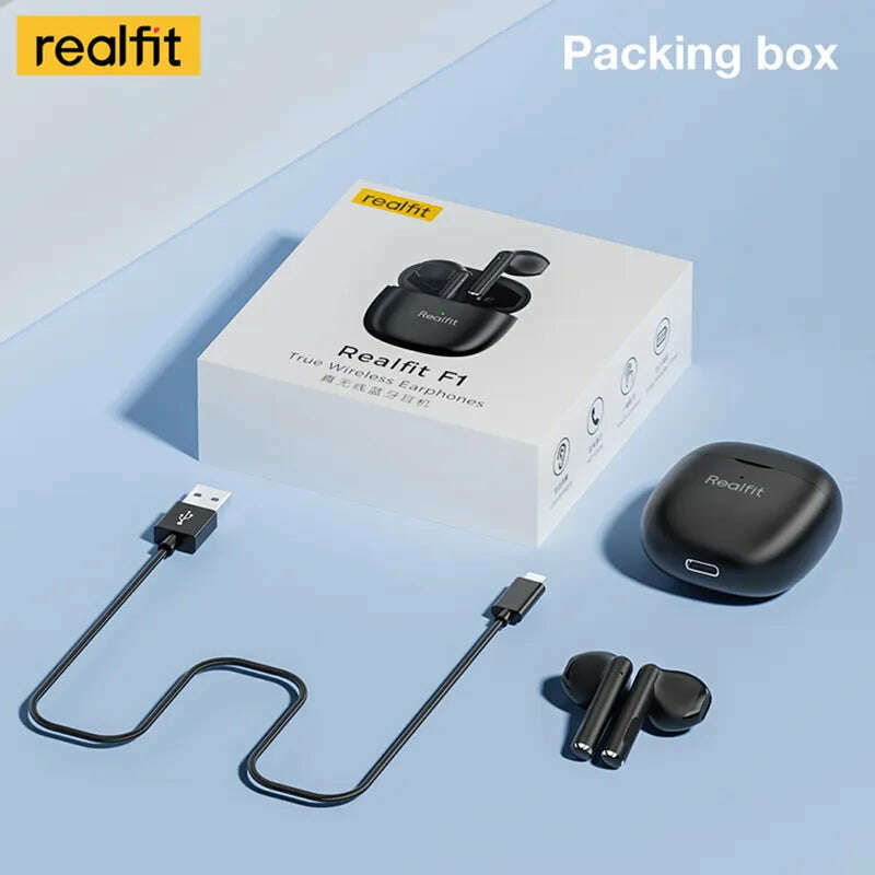 KIMLUD, Realfit F1 Bluetooth Earphone Excellent HIFI Quality TWS Wireless Earbuds Wholesale for Lenovo LP40 GM2 Pro Xiaomi realme, KIMLUD Womens Clothes