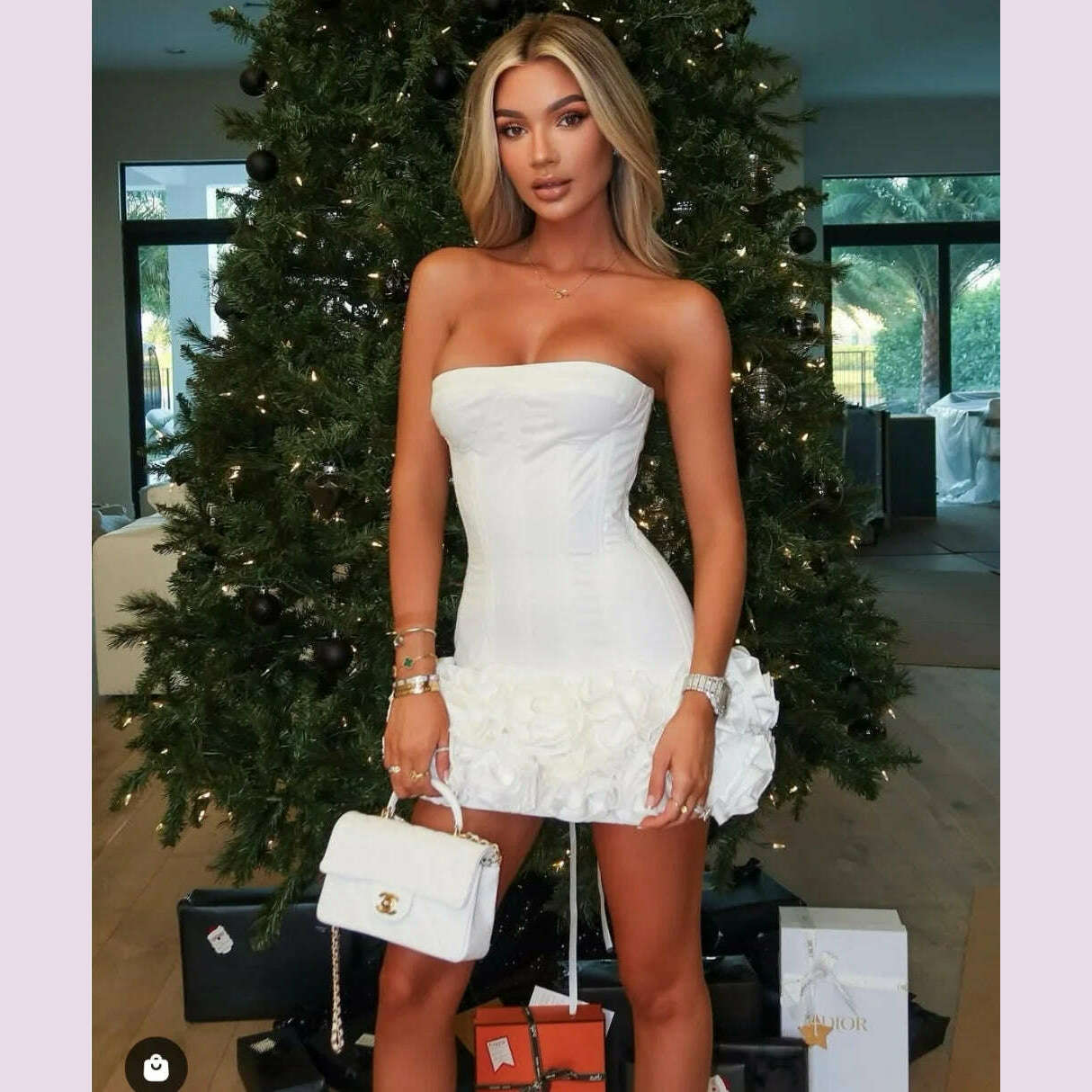 Red Color Women Sexy Strapless Ball Gown Mini Fashion Celebrity Nightclub Party Dress Birthday Cocktail Girls' Outfit - KIMLUD