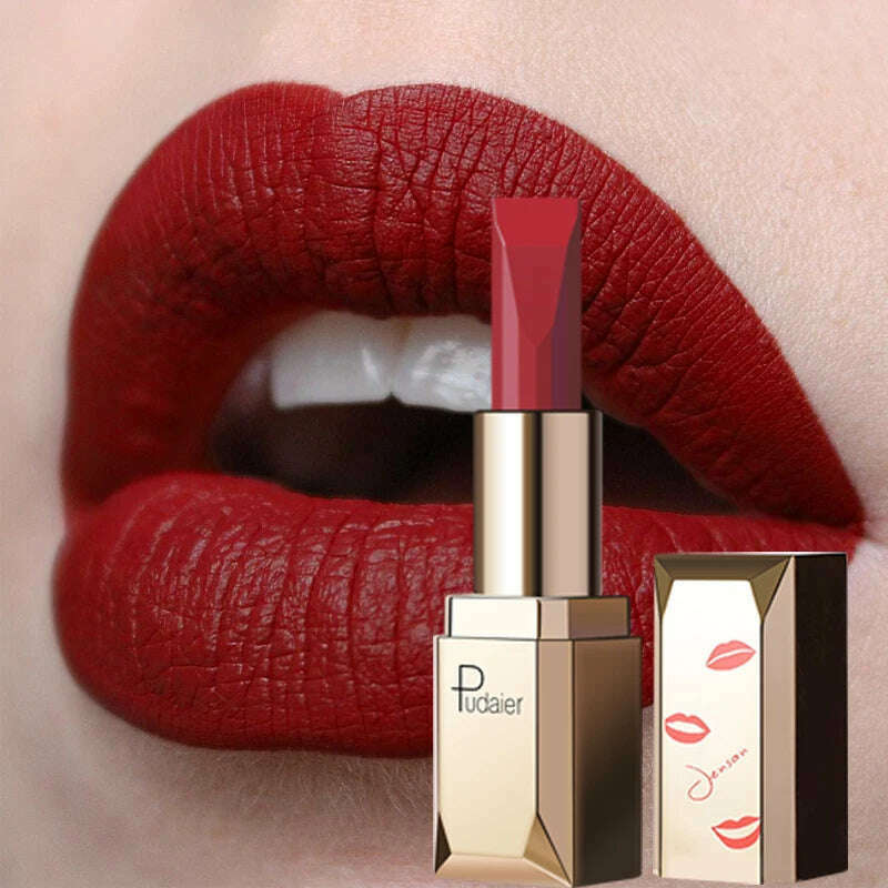 KIMLUD, Red Matte Lipstick Waterproof Lip Makeup 26 Colors Long Lasting Moisturizer Lip Tint Nude Pink Black Velvet Nude Matte Lipsticks, KIMLUD Womens Clothes