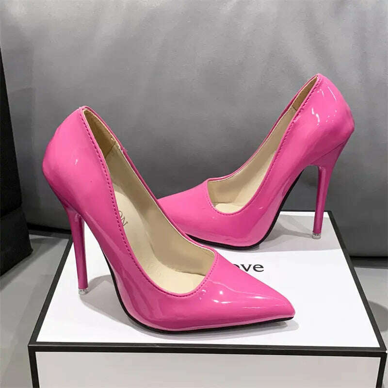 KIMLUD, Red yellow pink High Heels Women Shoes Red Sole Stiletto High Heels Sexy Pointed Toe 12cm Pumps Wedding Dress Shoes Nightclub, KIMLUD Womens Clothes