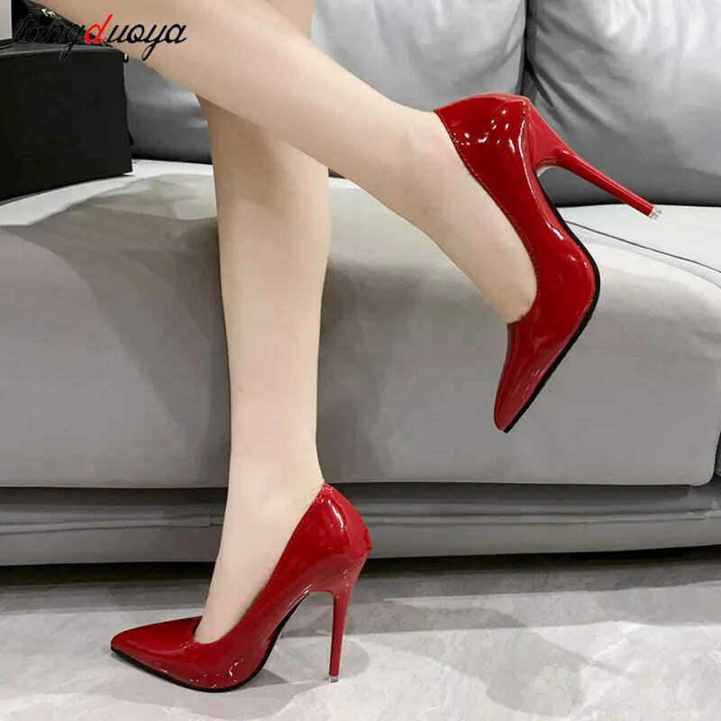 KIMLUD, Red yellow pink High Heels Women Shoes Red Sole Stiletto High Heels Sexy Pointed Toe 12cm Pumps Wedding Dress Shoes Nightclub, KIMLUD Women's Clothes
