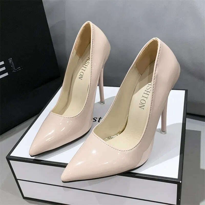 KIMLUD, Red yellow pink High Heels Women Shoes Red Sole Stiletto High Heels Sexy Pointed Toe 12cm Pumps Wedding Dress Shoes Nightclub, light pink / 10.5, KIMLUD Women's Clothes