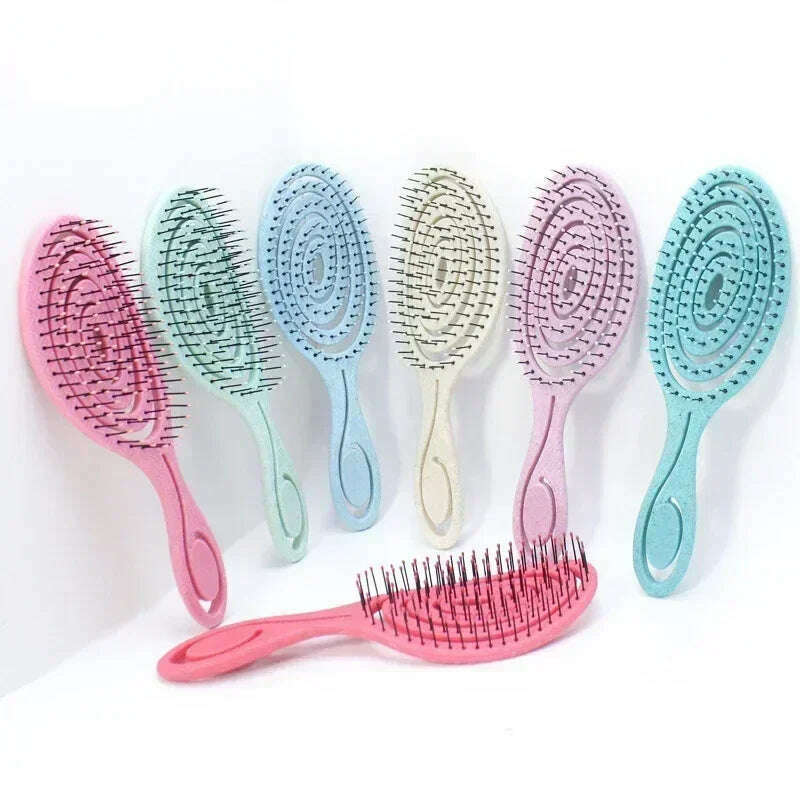 KIMLUD, Relaxing Elastic Massage Comb Portable Hollow Hair Combs Scalp Massage Brush Salon Styling Tools Solid Color Circular Hair Brush, KIMLUD Womens Clothes