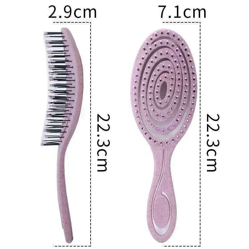 KIMLUD, Relaxing Elastic Massage Comb Portable Hollow Hair Combs Scalp Massage Brush Salon Styling Tools Solid Color Circular Hair Brush, Purple, KIMLUD Womens Clothes