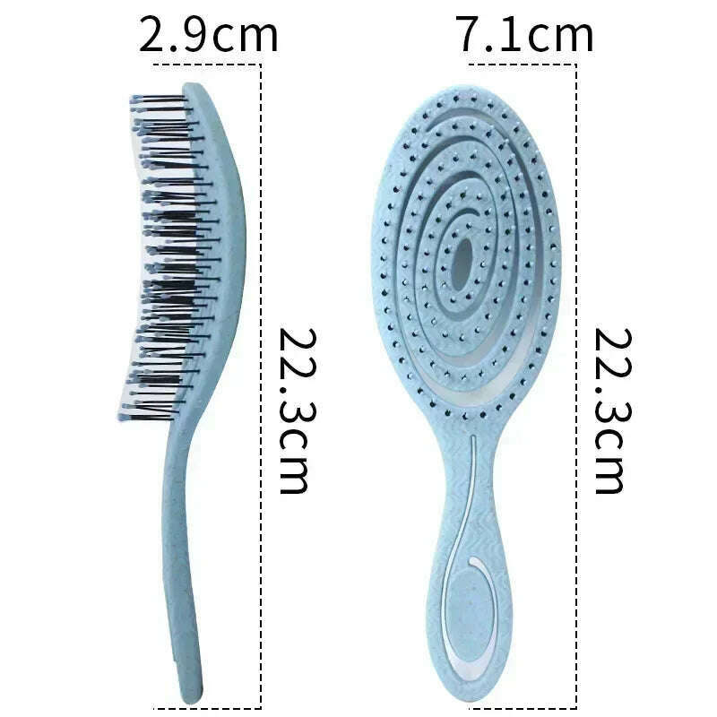 KIMLUD, Relaxing Elastic Massage Comb Portable Hollow Hair Combs Scalp Massage Brush Salon Styling Tools Solid Color Circular Hair Brush, Blue, KIMLUD Womens Clothes