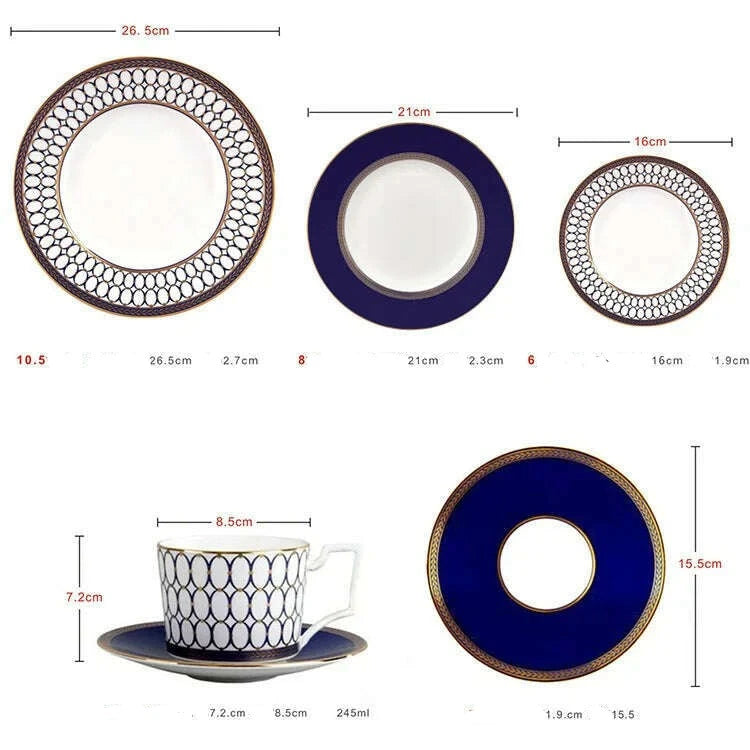 KIMLUD, Restaurant Decoration Bone China Steak Plate Ceramic Western Plate Coffee Cup Tableware Set Dinner Plates, KIMLUD Womens Clothes