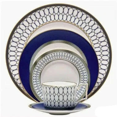 KIMLUD, Restaurant Decoration Bone China Steak Plate Ceramic Western Plate Coffee Cup Tableware Set Dinner Plates, 5pcs-suit, KIMLUD APPAREL - Womens Clothes