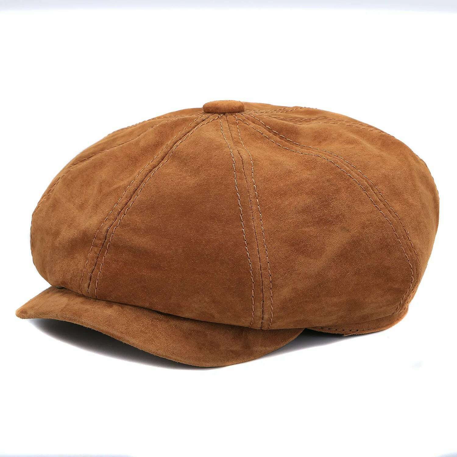 Retro Boina Men Beret Hats Unisex Genuine Leather Suede Octagonal Caps Male Rrinted Patten Breathable Gatsby Gorra Dropshipping - KIMLUD